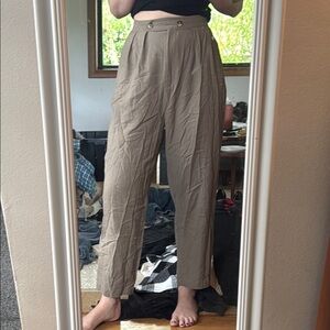 Athena Newton Linen Trousers in tan
